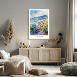 Cape Town Cityscape Watercolor Art Poster Urban or Cityscape Poster PosterGoat