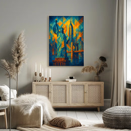 New York City Landmarks Poster Abstract Skyline Wall Art