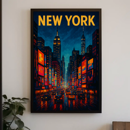 New York City Night Lights Travel Poster