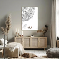 Lisbon Modern Minimalist Map Art Print Urban or Cityscape Poster