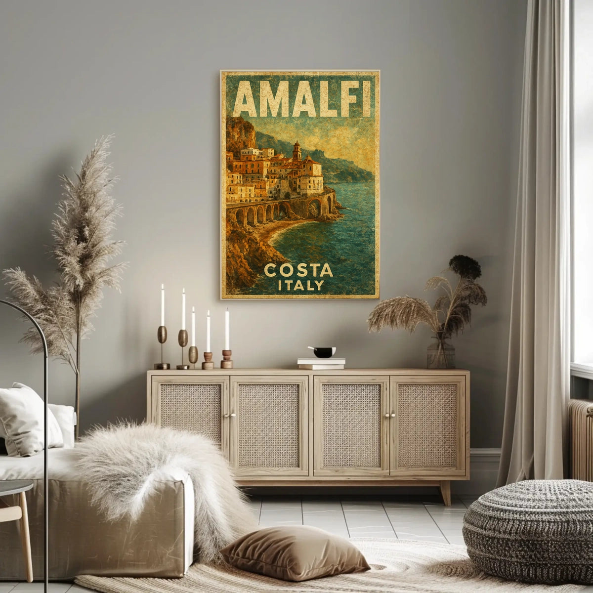 Amalfi Coast Italy Poster Art Museum Quality Wall Decor