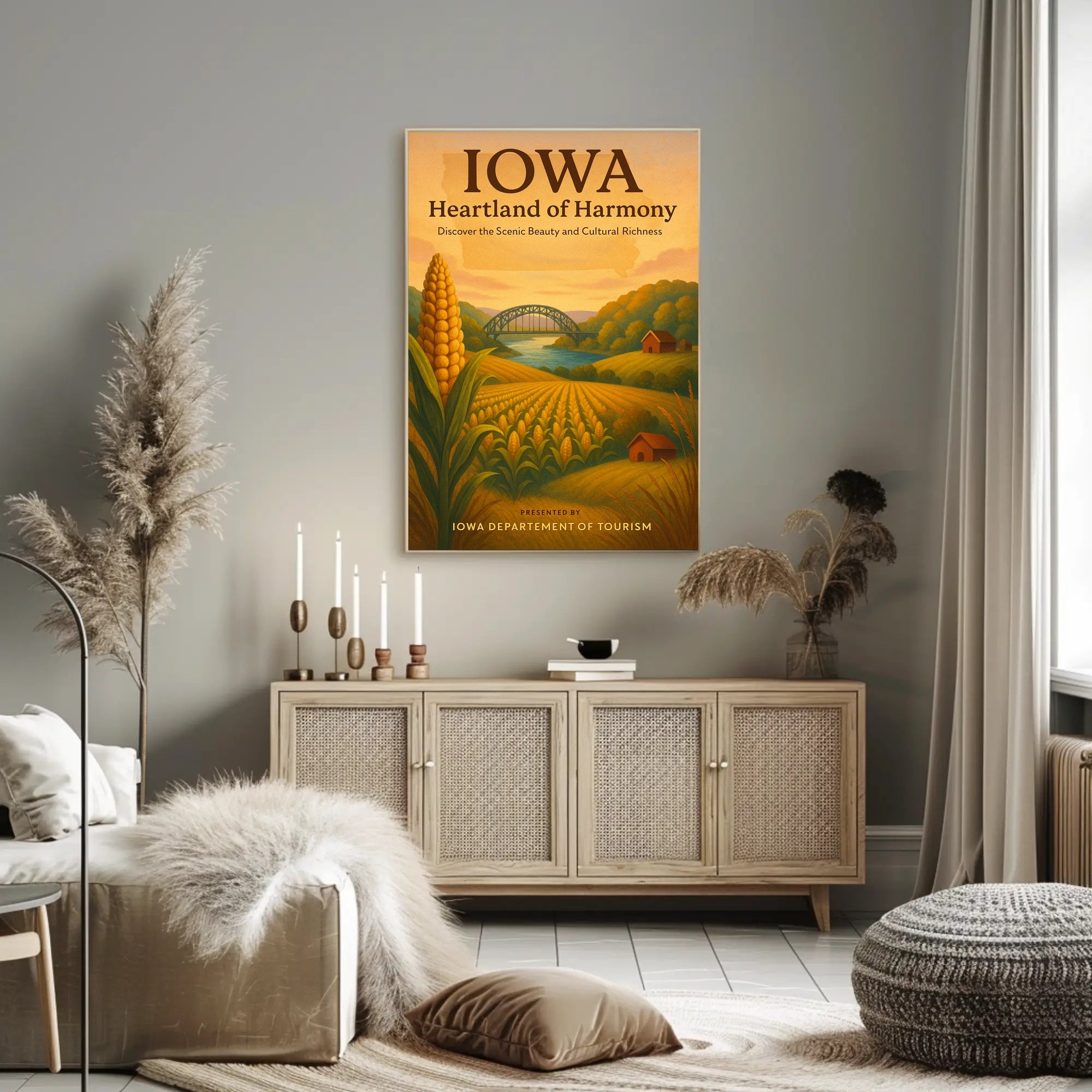Iowa Scenic Travel Invitation - Vintage Countryside Travel Poster