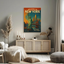 New York City Poster Vintage Travel Mid Century Wall Art
