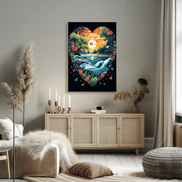Heart-Shaped Surreal Nature Landscape Poster Art
