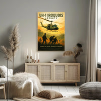 Huey Helicopter Vietnam War Historical Poster