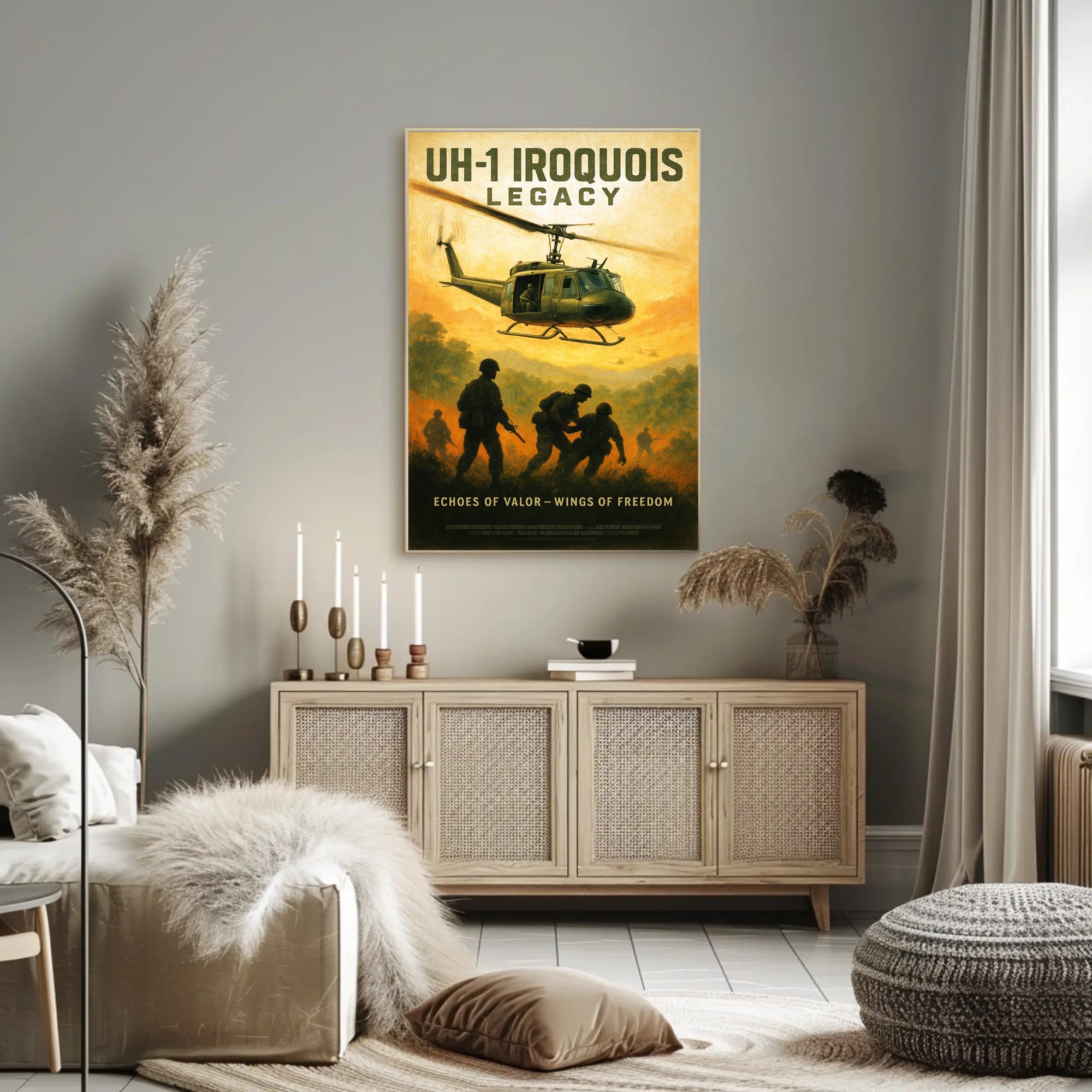 Huey Helicopter Vietnam War Historical Poster