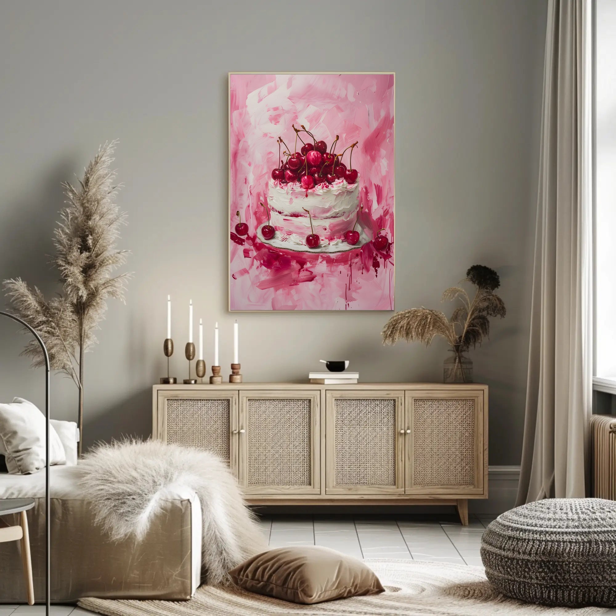 Cherry Celebration: Artistic Dessert Delight Poster PosterGoat