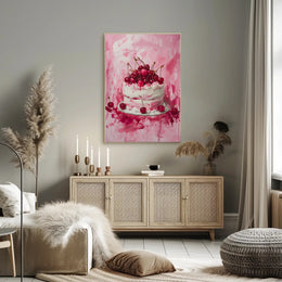 Cherry Celebration: Artistic Dessert Delight Poster PosterGoat