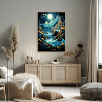 Mystical Moonlit Landscape Fantasy Art Poster