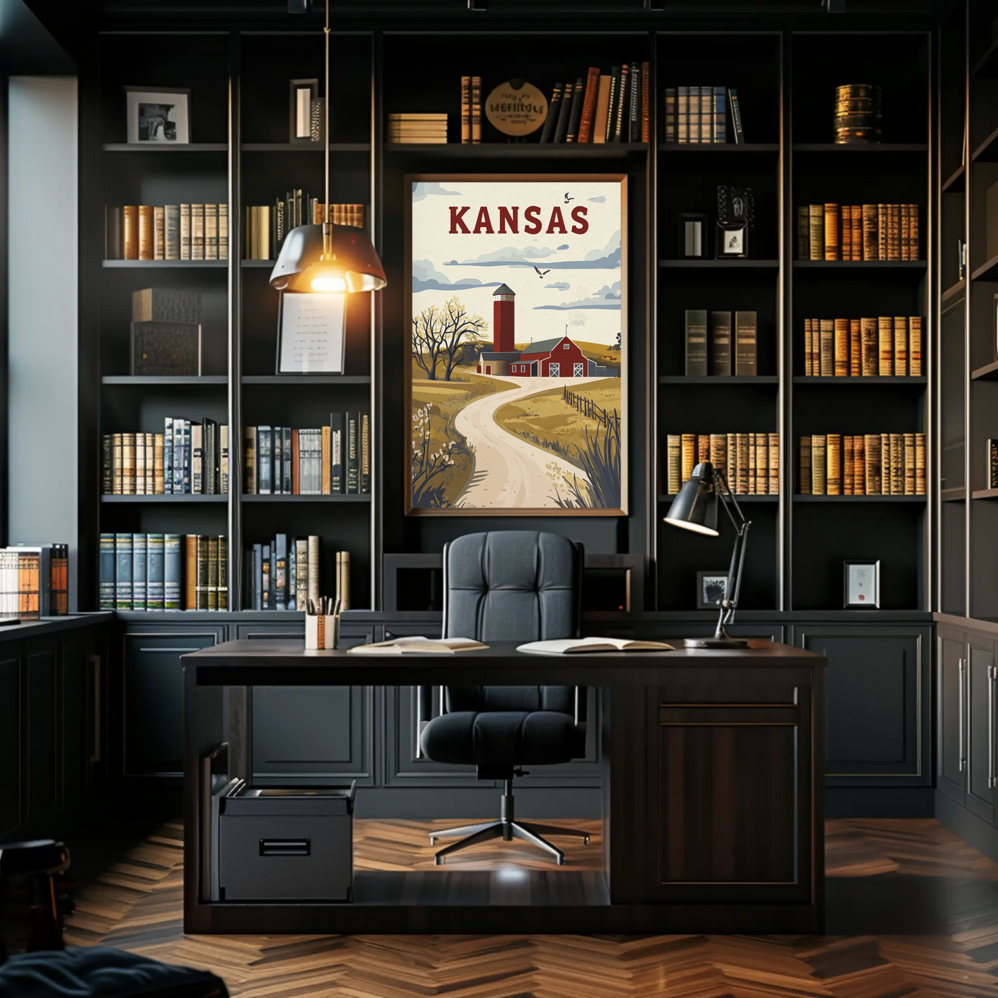 Kansas Prairie House Vintage Poster
