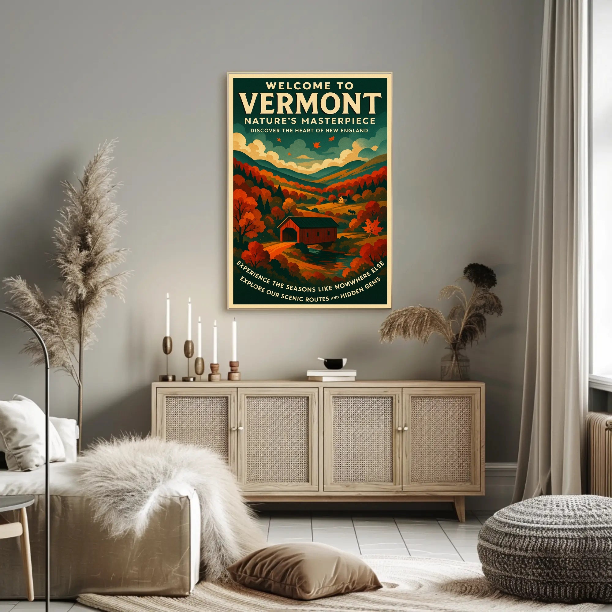 Vermont Scenic Poster Wall Art Print Vintage Travel