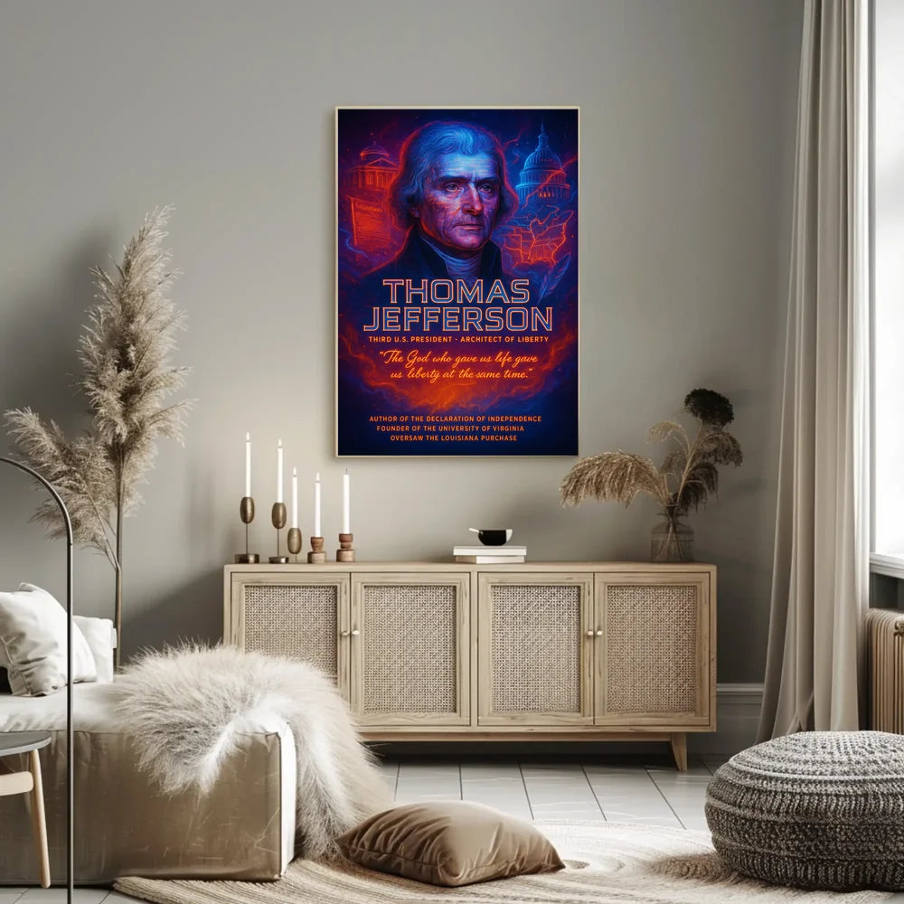 Thomas Jefferson Neon Art Historical Presidential Poster PosterGoat