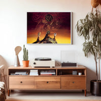 Mysterious Peaks Surreal Landscape Art Poster, Abstract Category
