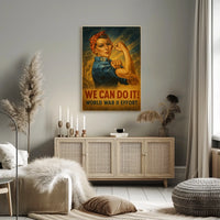 Empowerment in WWII Vintage Strong Woman Poster
