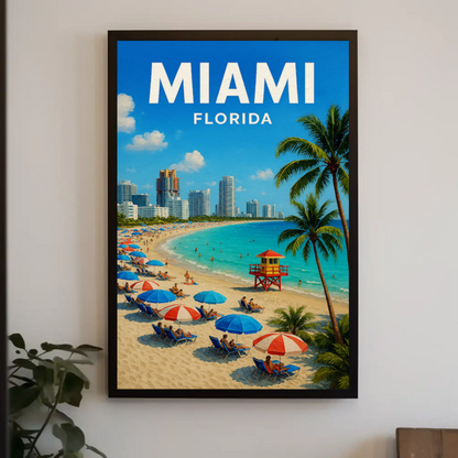 Miami Beach Florida Lifeguard Tower City Coast Poster