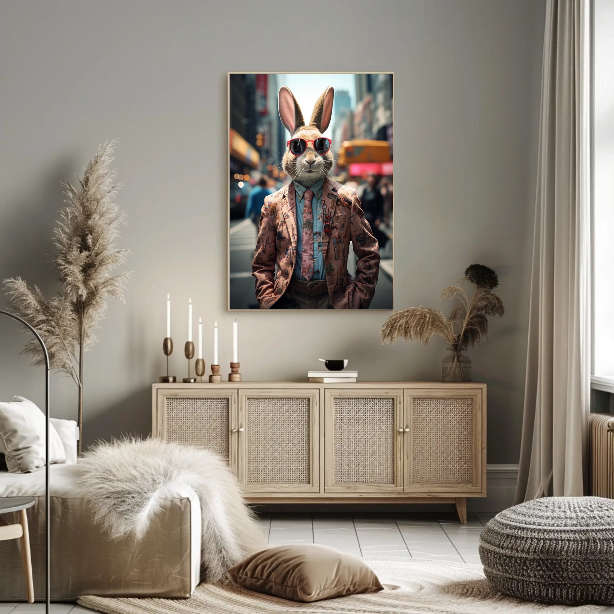 Stylish Rabbit In The City Poster