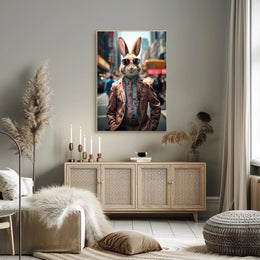 Stylish Rabbit In The City Poster