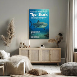 Curiosity Meets Power Tiger Shark Poster PosterGoat