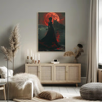 Gothic Red Moon Fantasy Artwork - Fantasy or Mythology Poster PosterGoat