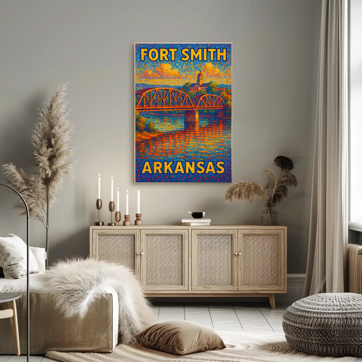 Fort Smith Arkansas Bridge Vintage Art Collector Poster