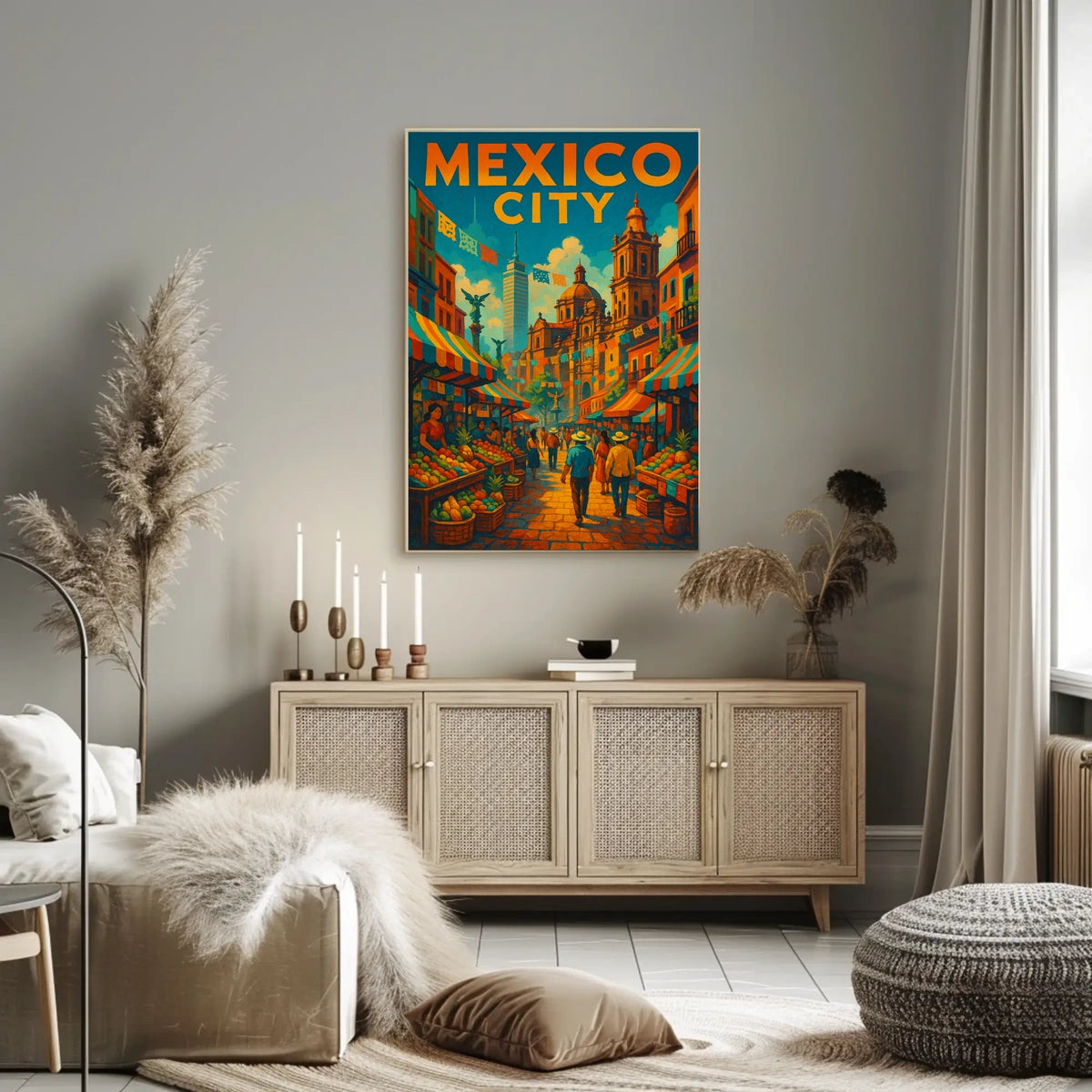 Vibrant Mexico City Market Poster