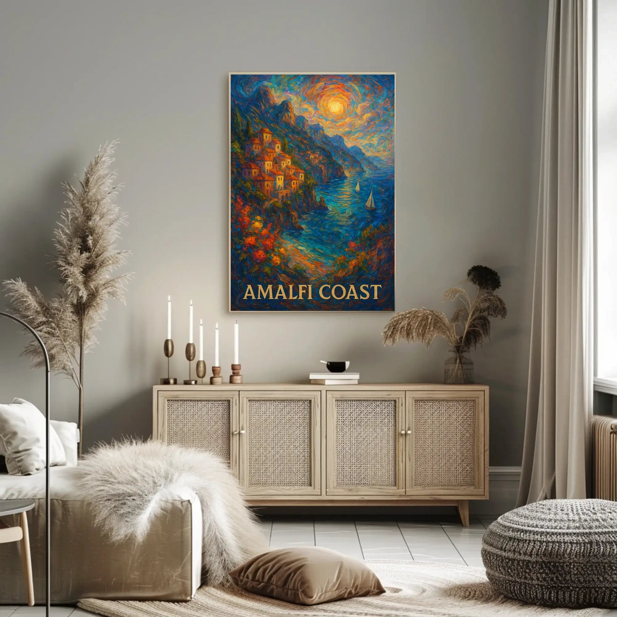 Amalfi Coast Poster 18x24 Wall Art for Coastal Decor