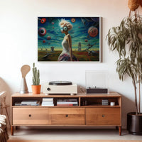 Dreamlike Woman in Stylized Surreal Futuristic Sci-Fi Poster