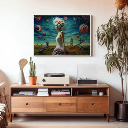 Dreamlike Woman in Stylized Surreal Futuristic Sci-Fi Poster