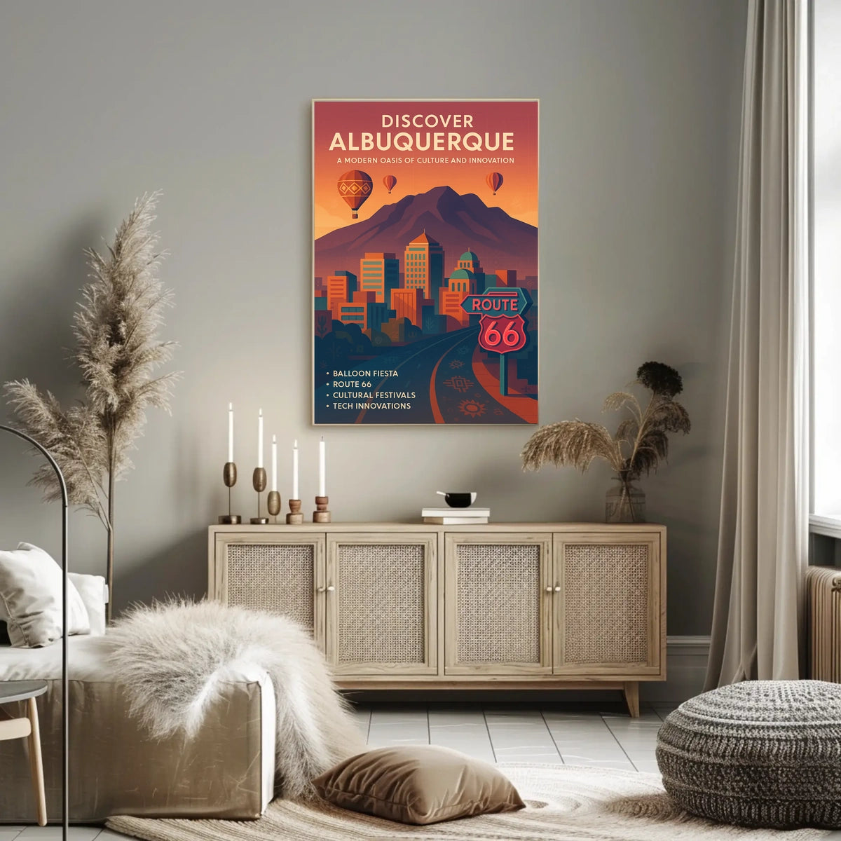 Albuquerque Cultural Hub Culture Innovation Hot Air Balloons Poster