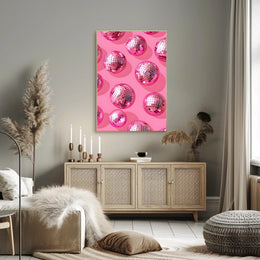 Pink Disco Balls Pattern Art Print - Abstract or Artistic Poster PosterGoat