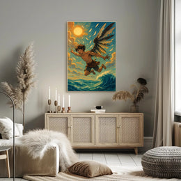 Icarus Inspired Myth Art in Vintage Painterly Style Poster