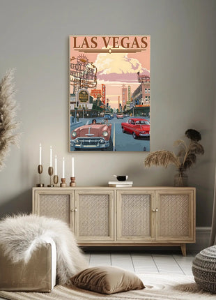 Retro Las Vegas Scene Mid-Century Travel Poster
