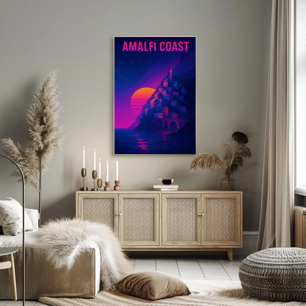 Amalfi Coast Sunset Poster Wall Art 18x24 Scenic Travel