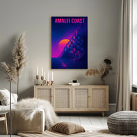 Amalfi Coast Sunset Poster Wall Art 18x24 Scenic Travel