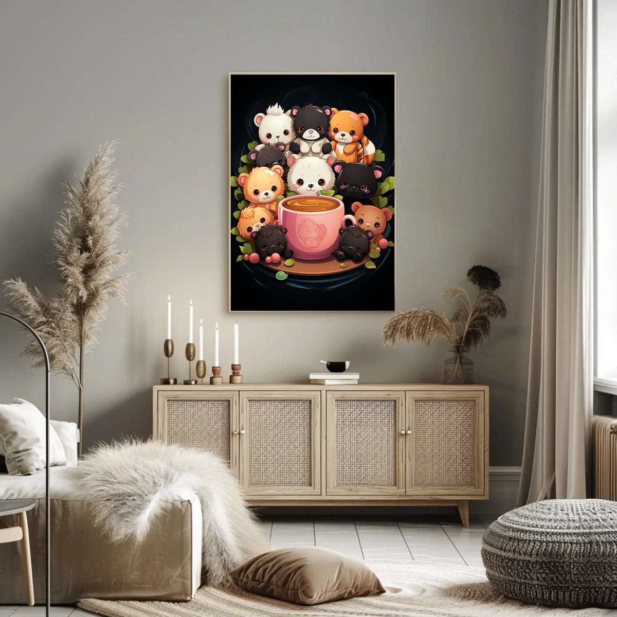 Adorable Bears Cozy Mug Whimsical Poster Art