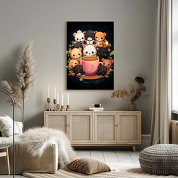 Adorable Bears Cozy Mug Whimsical Poster Art