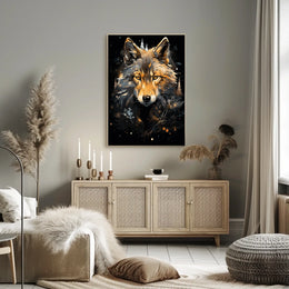 Wolf's Majesty Roars: Stylized Animal Poster