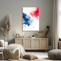 splash design in red white and blue tones Poster