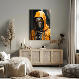 Cybernetic Sentinel In The Rain Poster PosterGoat