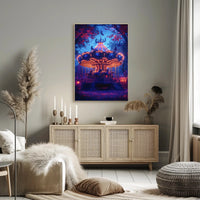 Enchanted Carousel in Autumn Night Fantasy or Mythology Poster