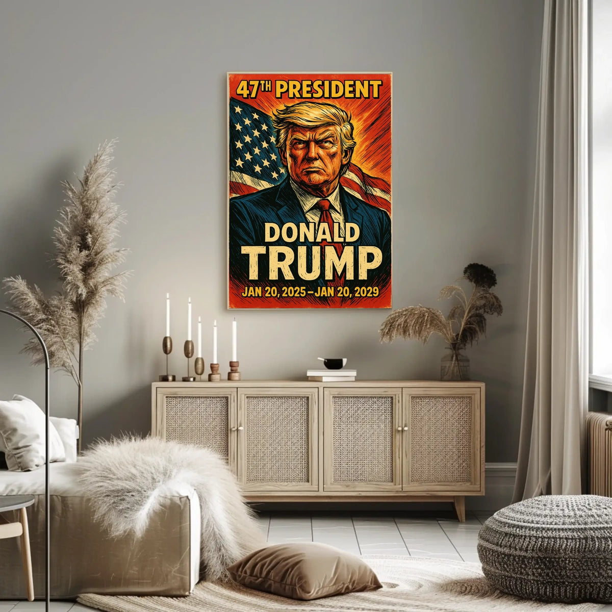Donald Trump Resolve Patriotic Vintage Line Art Poster