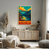 New River Gorge Vintage Travel Adventure Poster