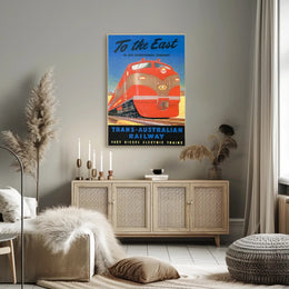 Journey to the East with Trans-Australian Railway Poster PosterGoat