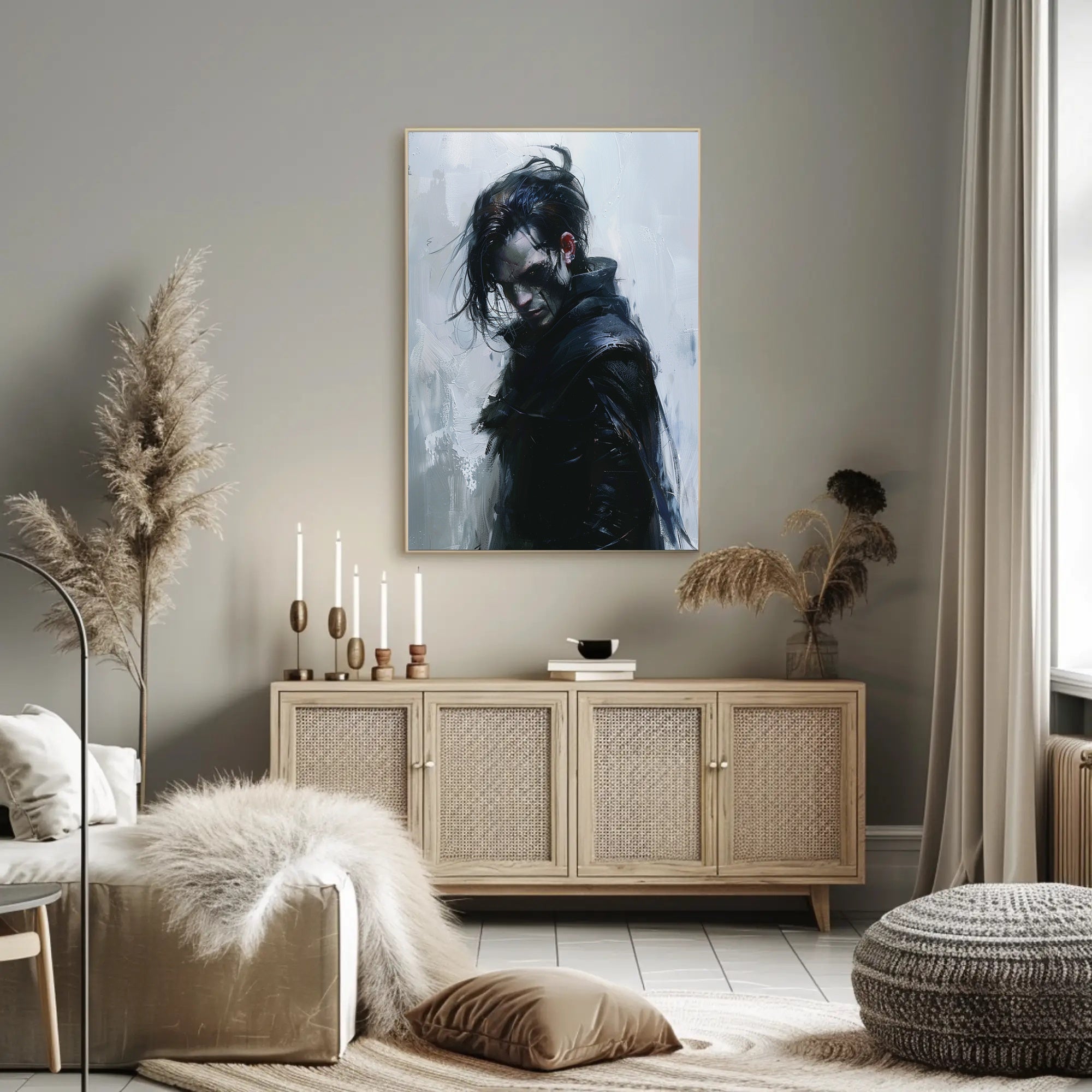 Mysterious Warrior in Dark Fantasy Poster Art PosterGoat