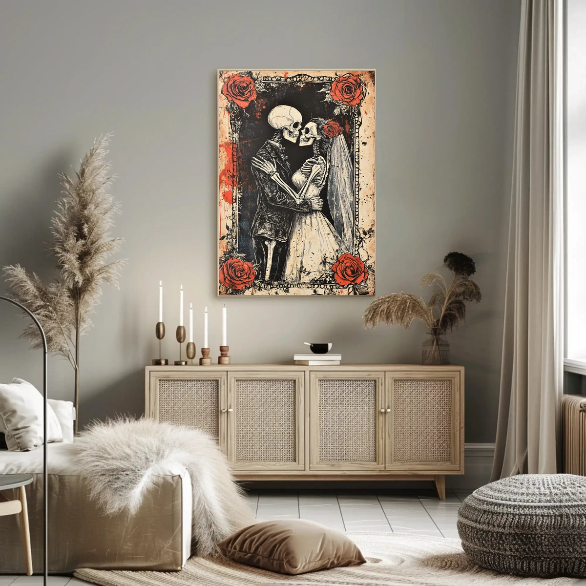 Eternal Love Skeletons Day of the Dead Cultural Poster