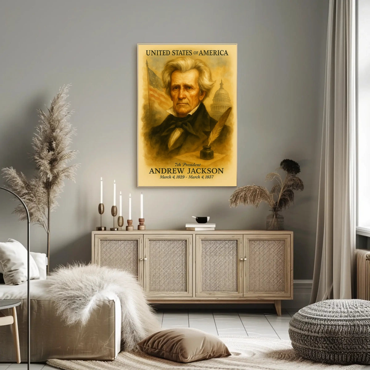 Andrew Jackson 7th President of the United States Vintage Watercolor Poster