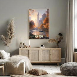 New York City Autumn Scene Poster Abstract Wall Art
