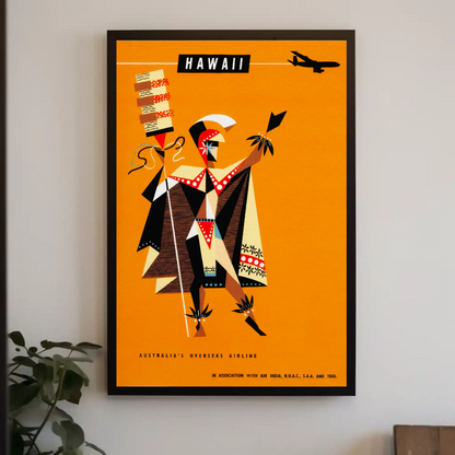 Hawaii Abstract Warrior Airline Promo Art Travel Poster