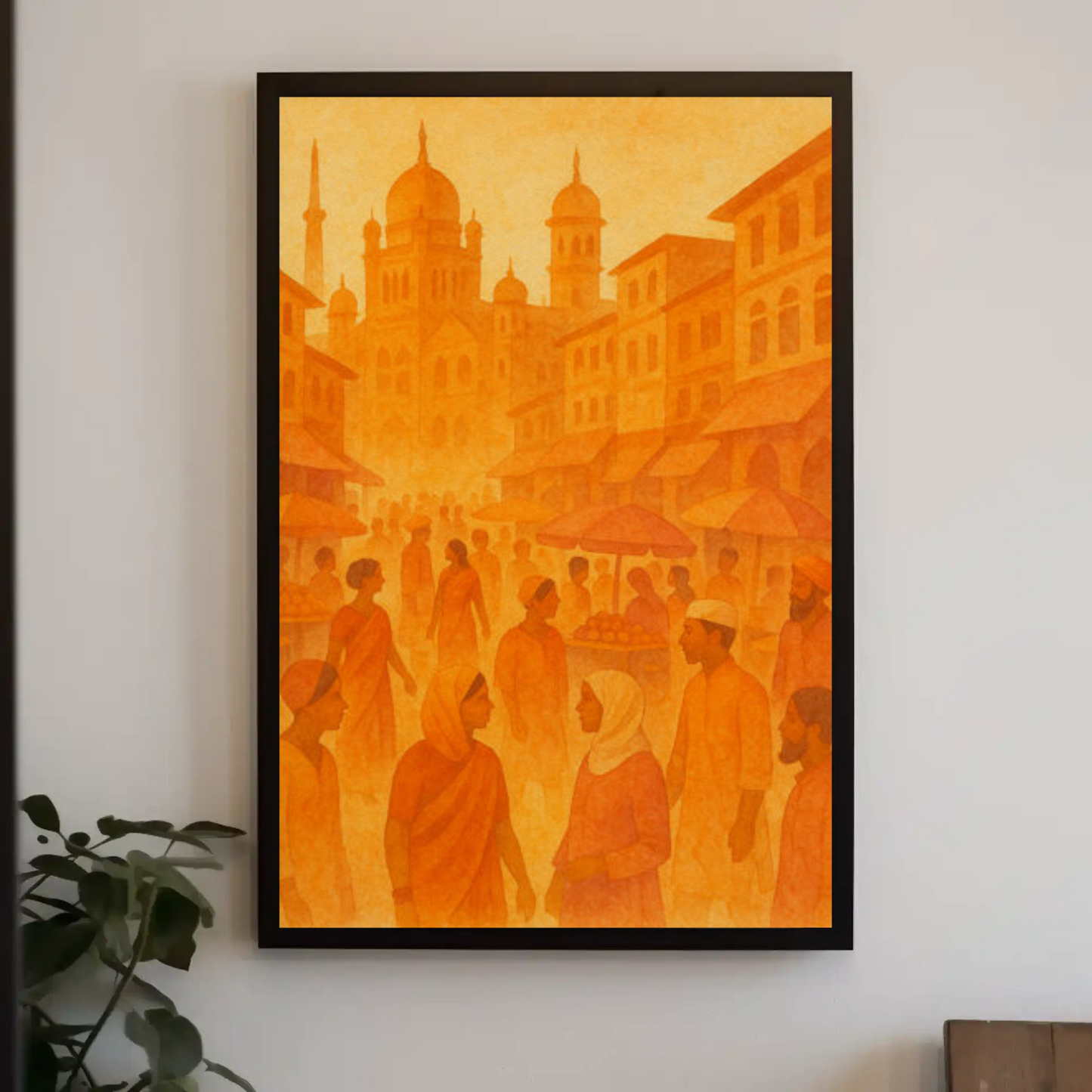 Golden Bazaar Street Scene Travel Poster