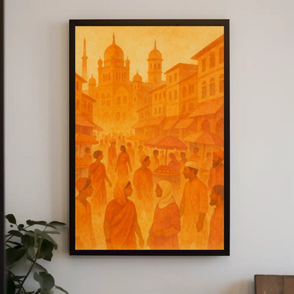 Golden Bazaar Street Scene Travel Poster